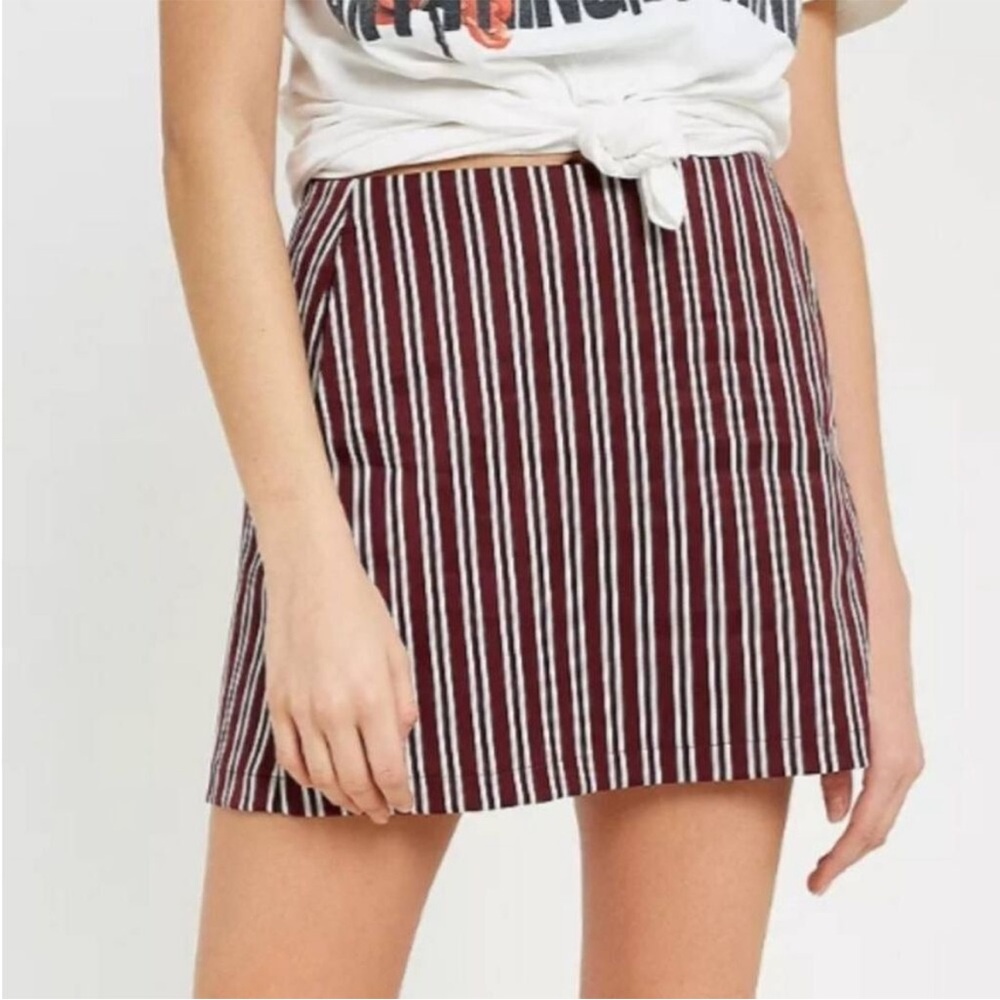 Urban Outfitters Burgundy Striped Mini Skirt